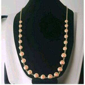 Ann Taylor Salmon Pink Long 35" Chain Necklace‎ Gold Tone EUC